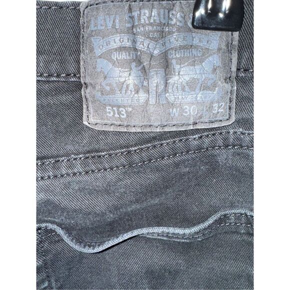 Men’s Levi's 513 Jeans Mens 30x32 Black Denim Slim Straight Pockets Mid Rise Str - Picture 3 of 3